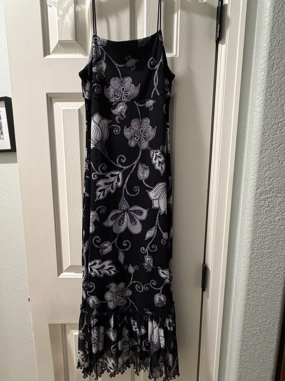 Vintage Y2K The Limited Black White Floral Maxi Dress XS